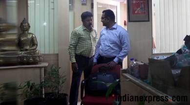 CBI sleuths at Punjab National Bank’s south Mumbai branch on Monday. (Express photo/Ganesh Shirsekar)