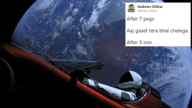 SpaceX Falcon Heaby Elon Musk's SpaceX Falcon Heavy, Heaviest and biggest rocket, Tesla roadster in space video, Tesla Roadster in space Elon Musk, Tesla roadster in space video, SpaceX Falcon Heavy Twitter reactions, Indian Express, Indian Express news