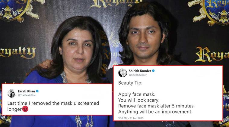 Farah Khan, Farah Khan twitter, Shirish Kunder, Shirish Kunder twitter, Farah Khan Shirish Kunder cute banter, Farah Khan-Shirish Kunder cute banter on Twitter, Indian express, trending news