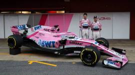 Sergio Perez and Esteban Ocon of Force India during their presentation