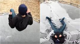 Slow motion videos, viral videos, slow-motion viral video, social media viral video, boy jumping on trampoline, trampoline jumping, indian express