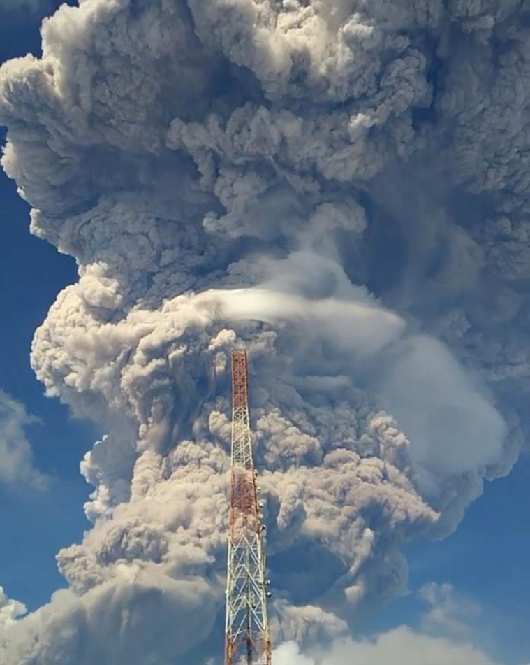 Indonesia s Mount Sinabung  erupts again spews ash 5 000 