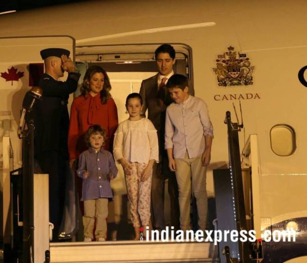 justin trudeau photos, justin trudeau pics, trudeau family images, canada pm images, justin trudaeu family photos, justin trudeau india visit pictures, canadian pm in india pics, indian express