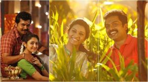 Karthi, Sayyeshaa and Priya Bhavani Shankar on sets of Kadaikutty Singam