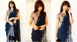 Kalki Koechlin, Kalki Koechlin latest photos, Kalki Koechlin fashion, Kalki Koechlin Anavila sari, Kalki Koechlin sari style, indian express, indian express news