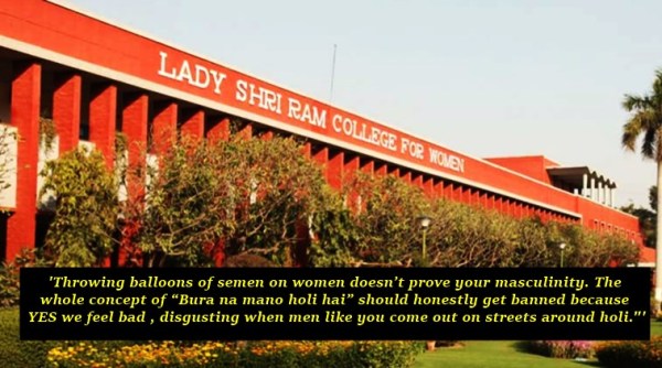 LSR students semen balloons, LSR students hit by semen filled balloons, semen filled balloons this holi, semen balloons this holi, holi semen balloons, LSR students Facebook post, Indian Express, Indian Express News