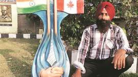 Canadian Prime Minister Justin Trudeau, punjab artists, justin trudeau painting, trudeau punjab visit, ludhiana, india canada relations,