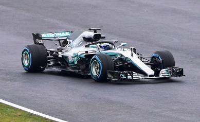 Mercedes car for the 2018 season being driven by Valterri Bottas