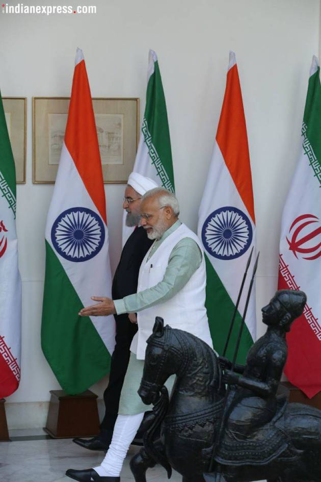 hassan rouhani photos, Narendra Modi pics, iran president images, rouhani india visit pictures, pm Modi images, Hassan Rouhani India visit pics, Ram Nath Kovind, Indian Express photos