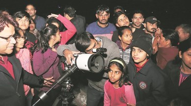 Super blue blood moon, lunar eclipse, chandigarh, indian express news