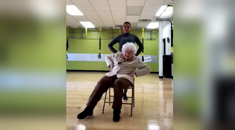 WATCH: This 93-year-old woman's workout with her trainer will give you  fitness goals | Trending News,The Indian Express