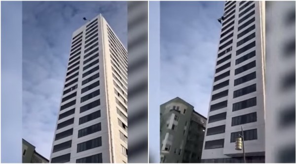 viral videos, viral videos of the day, best viral videos, stunt videos, man jumps without parachute, man jumps from 24 storey building without parachute, man jumps without safety but survives, Indian Express, Indian Express News