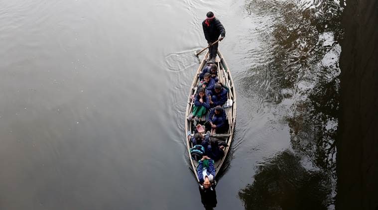 Chilla Khadar, Yamuna banks, DND flyway, boat ride to school, delhi school, Gyan Shakti Vidyalaya, Delhi news, Indian Express news
