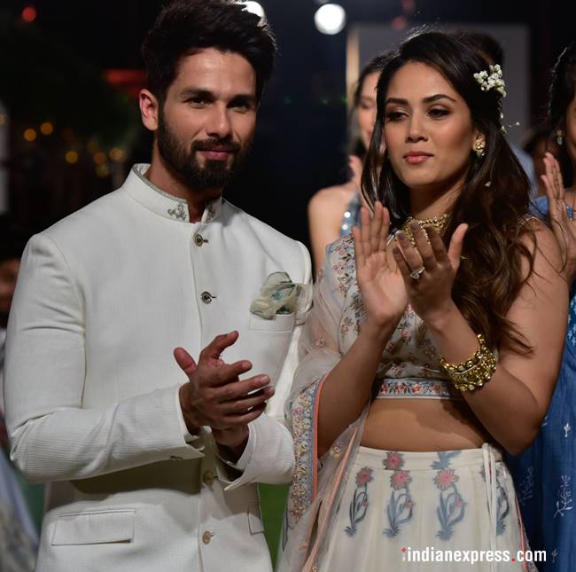 Lakme Fashion Week, Lakme Fashion week celebrity showstoppers, Shahid Kapoor Mira Rajput Anita Dongre, Taapsee Pannu Ritu Kumar, Anita Dongre designs, Ritu Kumar designs, indian express, indian express news
