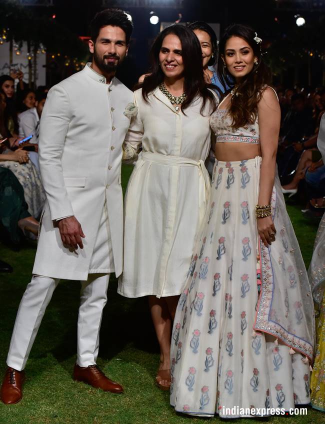 Lakme Fashion Week, Lakme Fashion week celebrity showstoppers, Shahid Kapoor Mira Rajput Anita Dongre, Taapsee Pannu Ritu Kumar, Anita Dongre designs, Ritu Kumar designs, indian express, indian express news