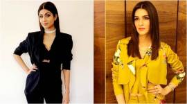 Shilpa Shetty Kundra, Shilpa Shetty Kundra latest photos, Kriti Sanon, Kriti Sanon latest photos, Kriti Sanon fashion, Kriti Sanon monochrome gown, Kriti Sanon western style,Shilpa Shetty Kundra fashion, Shilpa Shetty Kundra wrap around dress, Shilpa Shetty Kundra Rajesh Pratap Singh dresses, indian express, indian express news