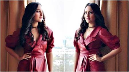 Sonakshi Sinha, Sonakshi Sinha Auto Expo 2018, Auto Expo 2018, Sonakshi Sinha leather dress, Sonakshi Sinha red dress, Sonakshi Sinha fashion, Sonakshi Sinha style, Sonakshi Sinha latest photos, Sonakshi Sinha latest news, Sonakshi Sinha images, Sonakshi Sinha pictures, Sonakshi Sinha updates, celeb fashion, bollywood fashion, indian express, indian express news