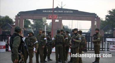 sunjuwan camp, stones pelted at sunjuwan camp, indian express, jammu kashmir news, sunjuwan military station, kashmir terror, kashmir police, sunjuwan camp attack
