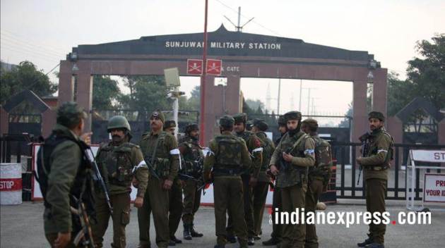 Sunjwan attack photos, sunjwan encounter images, army encounter images, army camp attack pics, jammu kashmir, indian army pictures, sunjwan latest pics, indian express
