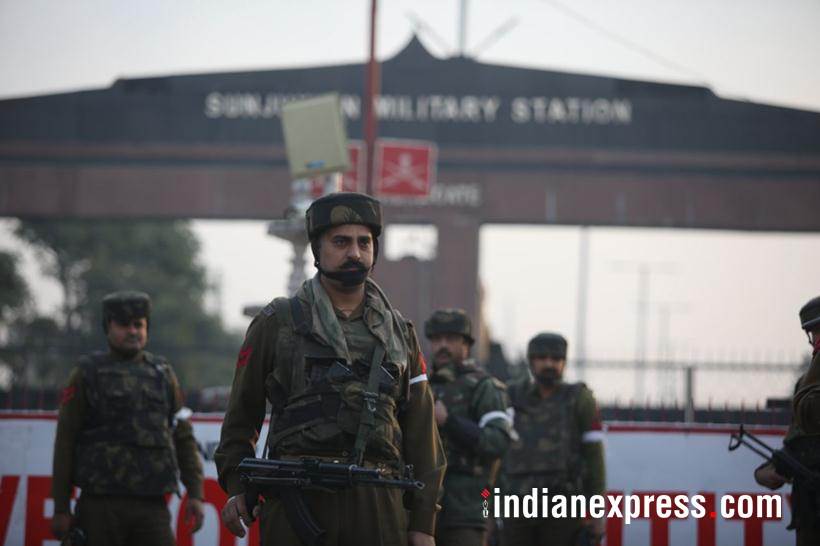 Sunjwan attack photos, sunjwan encounter images, army encounter images, army camp attack pics, jammu kashmir, indian army pictures, sunjwan latest pics, indian express