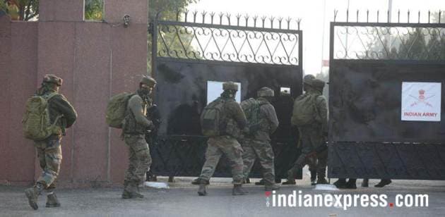 Sunjwan attack photos, sunjwan encounter images, army encounter images, army camp attack pics, jammu kashmir, indian army pictures, sunjwan latest pics, indian express