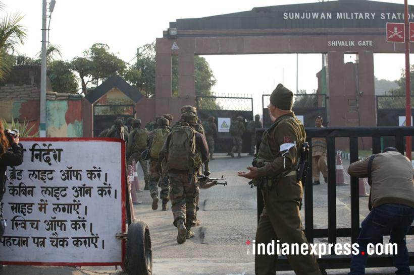 Sunjwan attack photos, sunjwan encounter images, army encounter images, army camp attack pics, jammu kashmir, indian army pictures, sunjwan latest pics, indian express