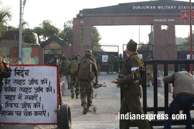 Sunjwan attack photos, sunjwan encounter images, army encounter images, army camp attack pics, jammu kashmir, indian army pictures, sunjwan latest pics, indian express