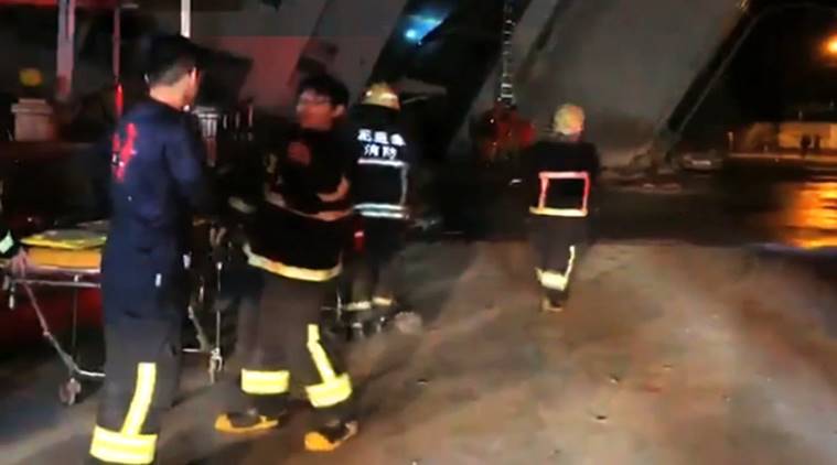 Earthquake tilts buildings in Taiwan, rescuers look for trapped