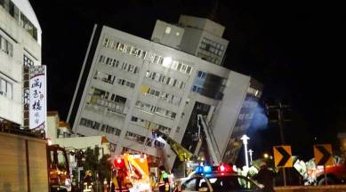 Earthquake tilts buildings in Taiwan, rescuers look for trapped