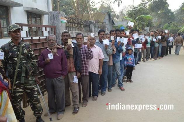 tripura photos, tripura election images, polling pics, northeast elections pictures, tripura assembly election 2018 image, manik sarkar photo, congress, cpim, voter turnout, northeat polls images, indian express
