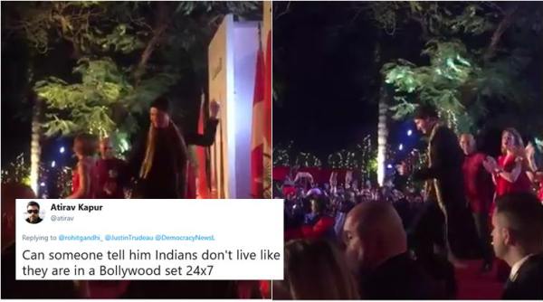 justin trudeau, trudeau in india, trudeau india visit, trudeau bhangra, trudeau indian clothes, trudeau bhangra video, canada house delhi trudeau, trudeau modi meeting, indian express, viral videos, social media viral