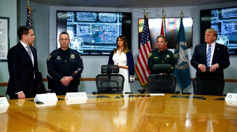 Donald Trump meets Florida shooting victims, first responders
