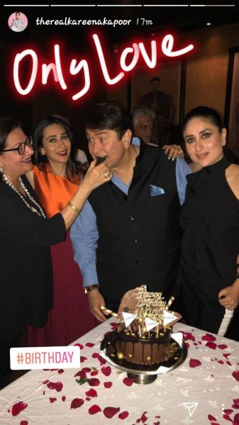 randhir kapoor and babita at randhir kapoor birthday party 