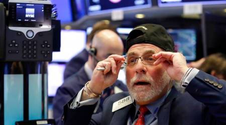 The Dow Jones Industrial Average was off 1.23 percent at 24,639.94 and fell below its 100-day moving average.