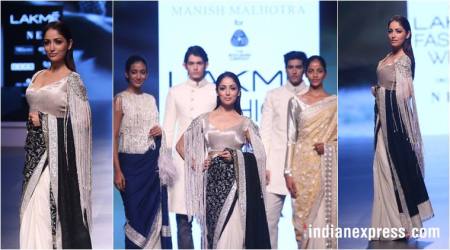 manish malhotra, manish malhotra wooline, inaya manish malhotra, yami gautam, lakme fashion week, lfw 2018, lfw 2018 s/r , fashion news, indian express