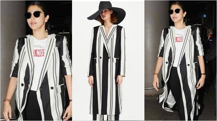 Anushka Sharma, Anushka Sharma latest photos, Anushka Sharma monochrome stripes, Anushka Sharma airport look, Malaika Arora, Malaika Arora latest photos, Malaika Arora fashion, Malaika Arora monochrome stripes, indian express, indian express news