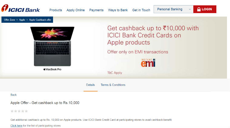 iphone icici bank offer