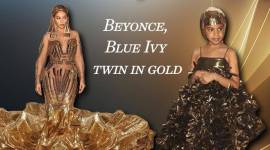 Beyonce, Beyonce latest photos, Beyonce fashion, Beyonce Falguni and Shane Peacock, Beyonce gold gown, Beyonce Wearable Art Gala, Blue Ivy gold gown, Blue Ivy fashion, indan express, indian express news