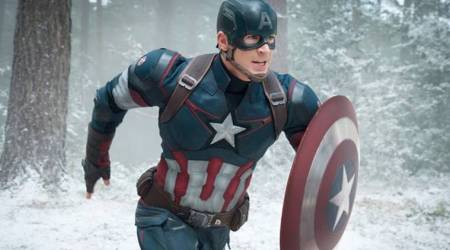 Chris Evans as Captain America in Marvel photos