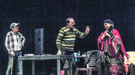 At a rehearsal of the play Chowki No.10, which will be performed on March 3. (Express Photo) 