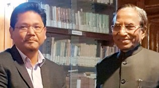 Conrad Sangma with Meghalaya governor Ganga Prasad