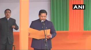 meghalaya, conrad sangma, npp, northeast, swearing in ceremony, oath taking, new meghalaya cm, bjp, indian express
