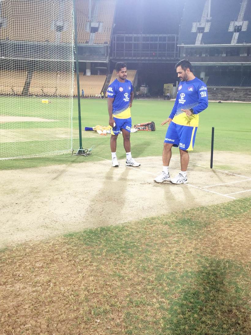 Mahendra Singh Dhoni at a CSK training session.