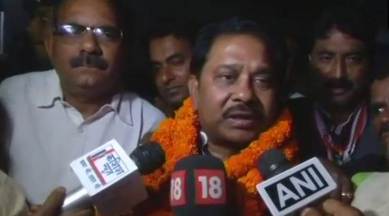 Dhiraj Prasad Sahu in Ranchi on Friday. (Photo: Twitter/ANI)