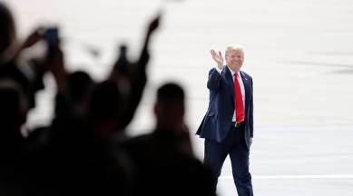 Smattering of peaceful protests greet Trump at border