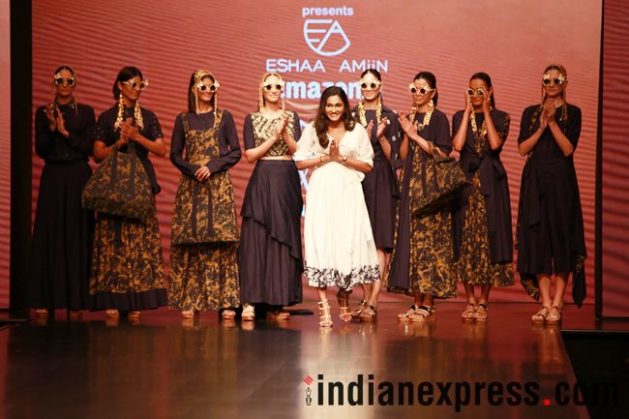 Amazon India Fashion Week AW’18, AIFW 2018, AIFW Day 3, Anju Modi, Shivan and Narresh, Nida Mahmood, Wendell Rodricks, Pinnacle by Shruti Sancheti, Esha Amiin, Gaurav Jai Gupta, celeb fashion, bollywood fashion, indian express, indian express news
