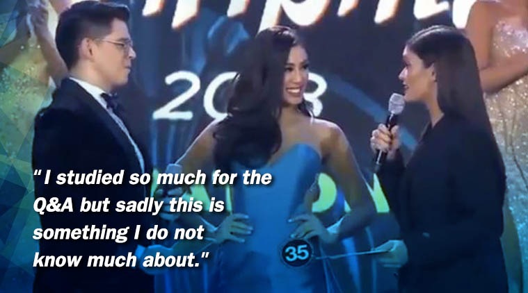 viral video, beauty pageant, honest beauty pageant answers, Sandra Lemonon answer, miss Phillipines, indian express, indian express news