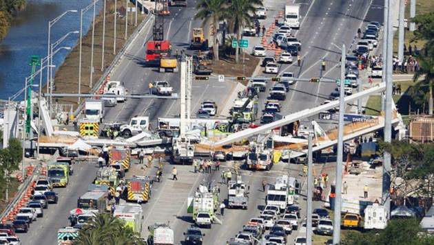 florida bridge collapse photos, miami images, florida pictures, pedestrian bridge collapse pics, florida international university, florida foot over bridge images, pedestrian bridge pictures, indian express