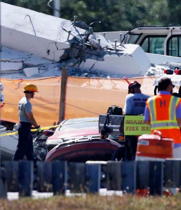 florida bridge collapse photos, miami images, florida pictures, pedestrian bridge collapse pics, florida international university, florida foot over bridge images, pedestrian bridge pictures, indian express