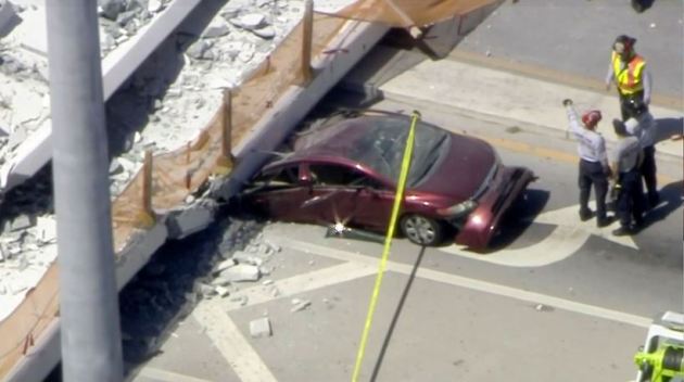 florida bridge collapse photos, miami images, florida pictures, pedestrian bridge collapse pics, florida international university, florida foot over bridge images, pedestrian bridge pictures, indian express